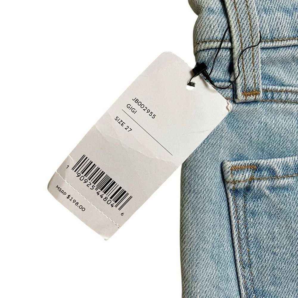 J Brand Gigi Bermuda Denim Shorts NWT Size 27 Raw Hem Light Wash